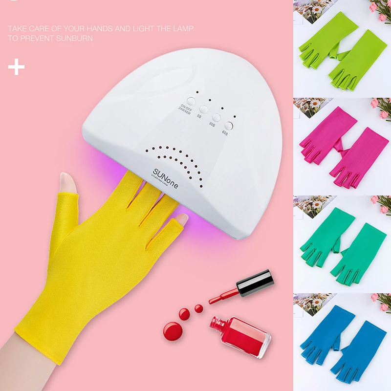

1 Pair Anti UV Radiation Protection Gloves For Nail Art Gel UV LED Lamp Tool Nail Art Pure Color Half Finger Gloves