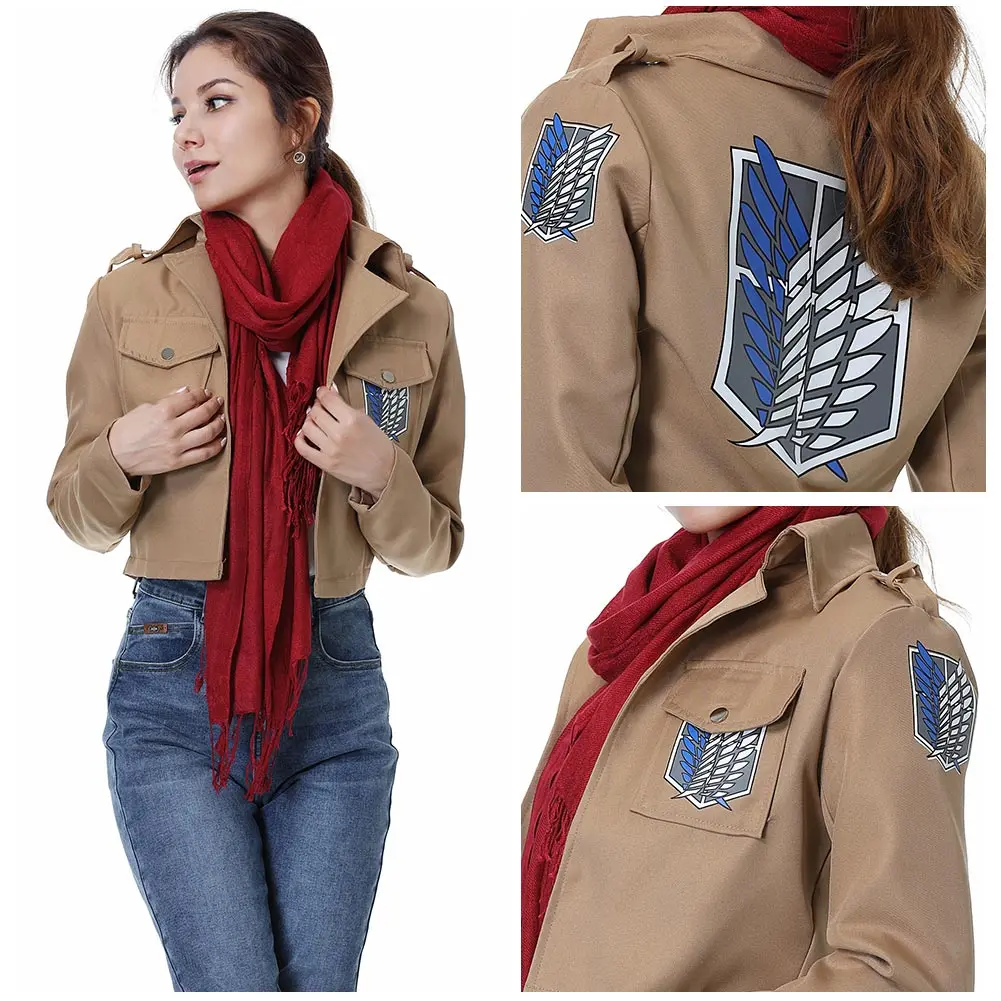 

AOT Attack on Titan Jacket Shingeki no Kyojin Jacket Mikasa Scarf Legion Halloween Levi Eren Jacket Coat Cosplay Costume