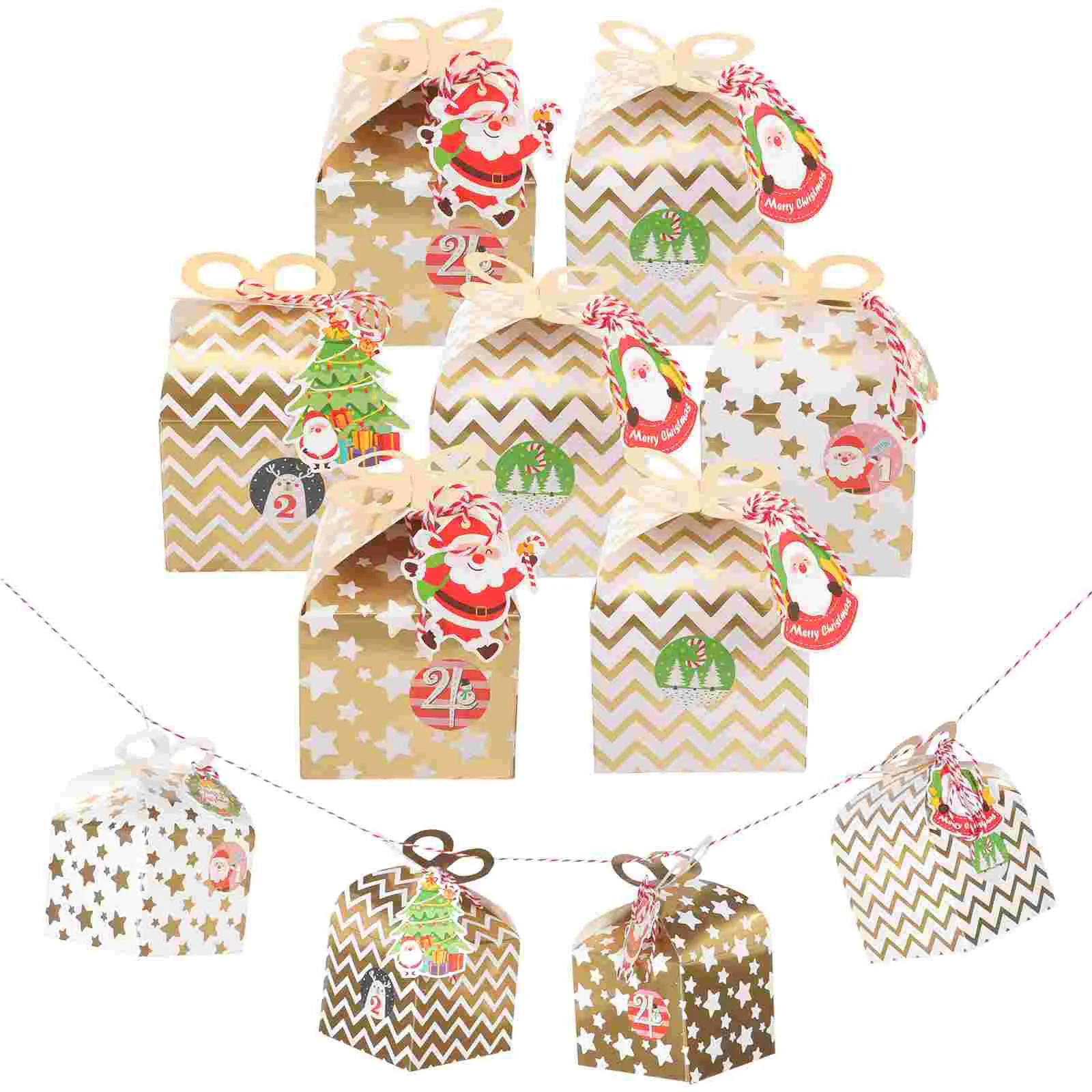 

24 Pcs Candy Storage Case Party Accessories Supplies Xmas Gift Calendar Container Set Decorative Paper Favors Adults