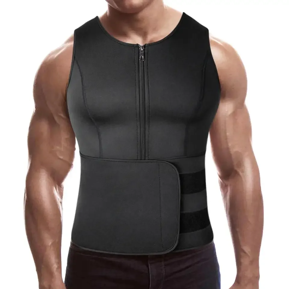 

Men Waist Trainer Vest Corset Slimming Body Shaper Neoprene Sauna Suit Sweat Shirt Compression Undershirt Workout Tank Tops