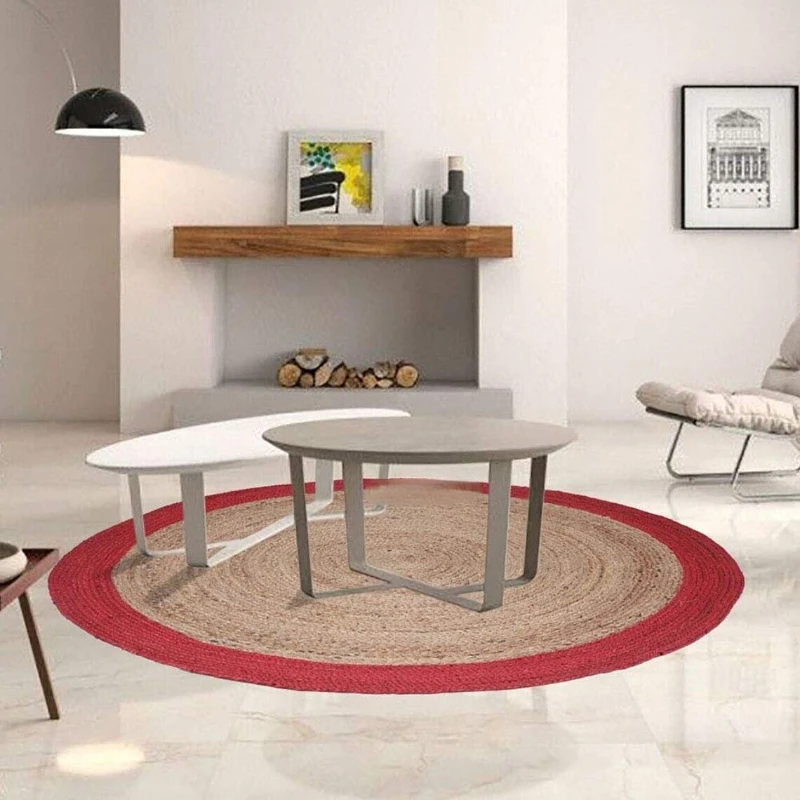 Jute Round Rug 100% Natural Braided Style Area Rug Home Decor Modern Carpet Rug Living Room Decoration