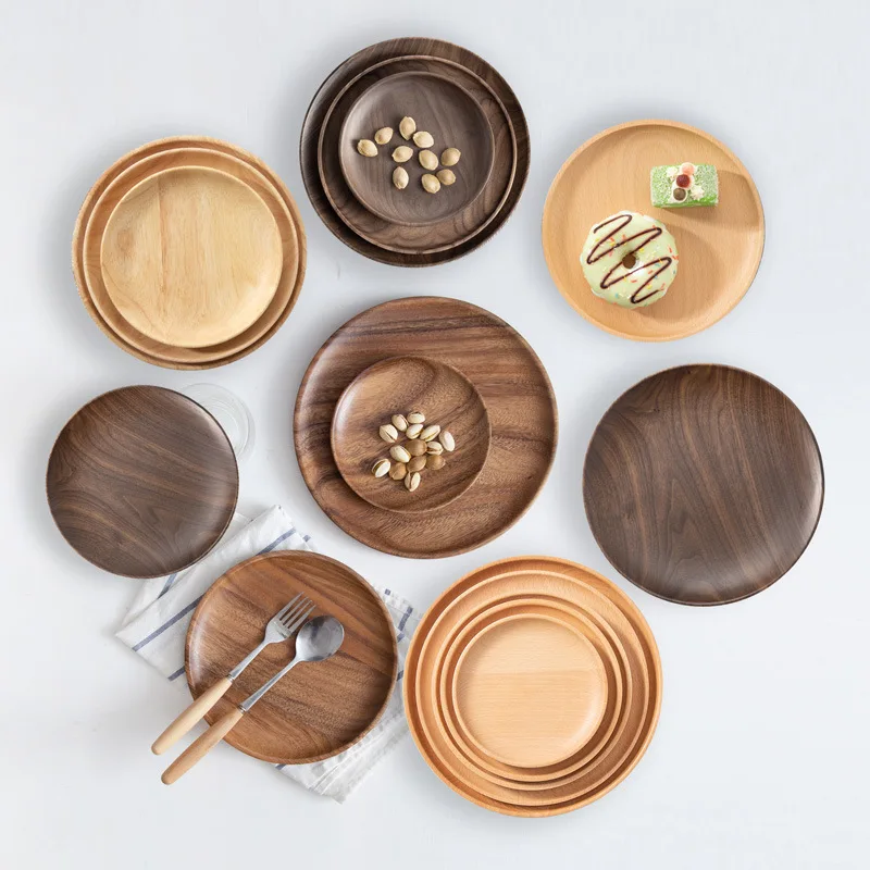 

Деревянные сервировочные тарелки, хранение еды, деревянные сервировочные блюда для закусок, десертов, стейков, прочные небьющиеся сервиров...