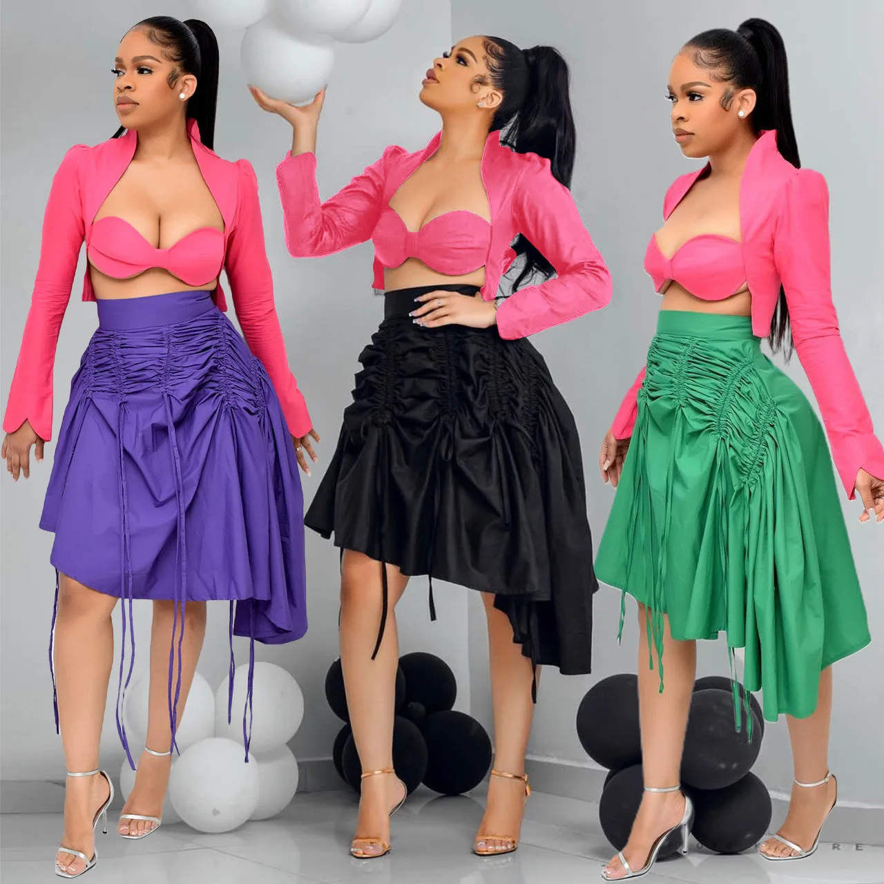 

Юбка-трапеция Женская плиссированная с высокой талией и оборками, Y2K