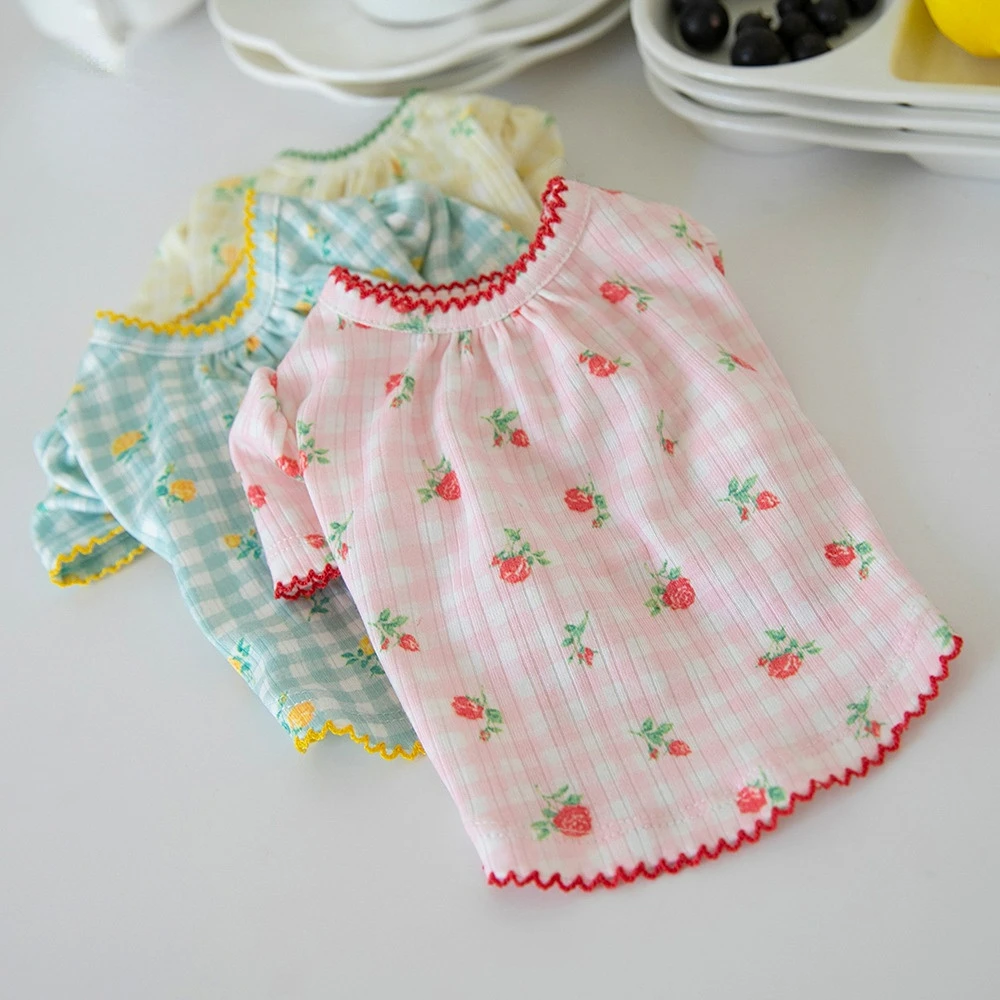

Plaid Print Dog Clothes Puppy Pet Cat Clothes Teddy Dog Poodle Dog Clothes Dog Clothes for Small Dog Spring and Summer Pet Vests