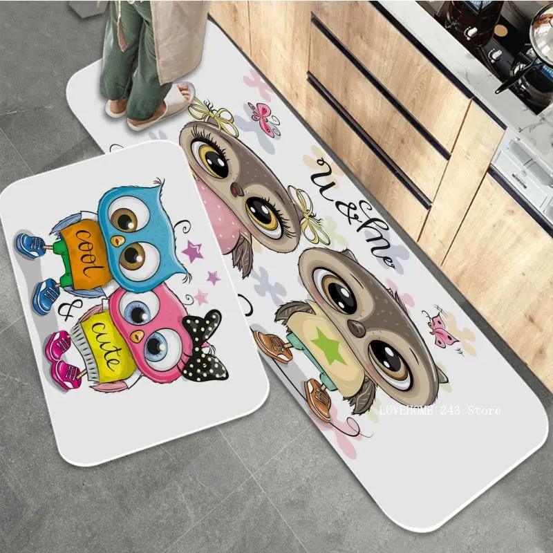 

Owl Pattern Door Mat Non-Slip Laundry Room Mat Laundry Decor Balcony Child Living Room Alfombra