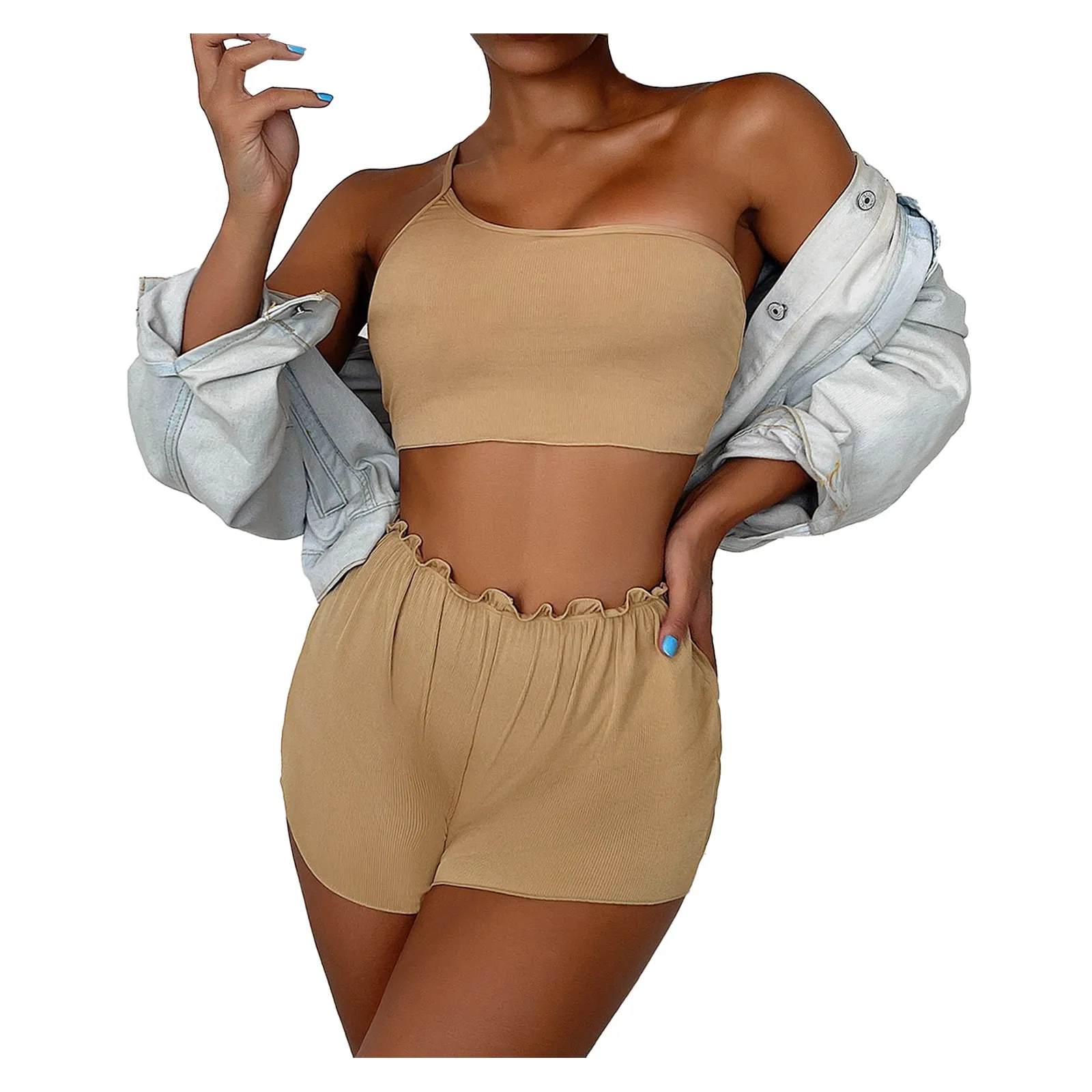 

Женский купальник-комбинезон с юбкой в полоску