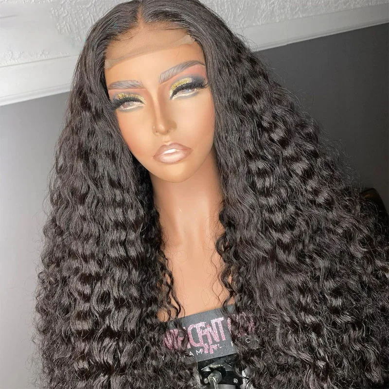 

180 Density 26 inch Long Black Kinky Curly Lace Front Wig For Black Women Baby Hair Synthetic Hair Daily Cosplay Glueless Wig