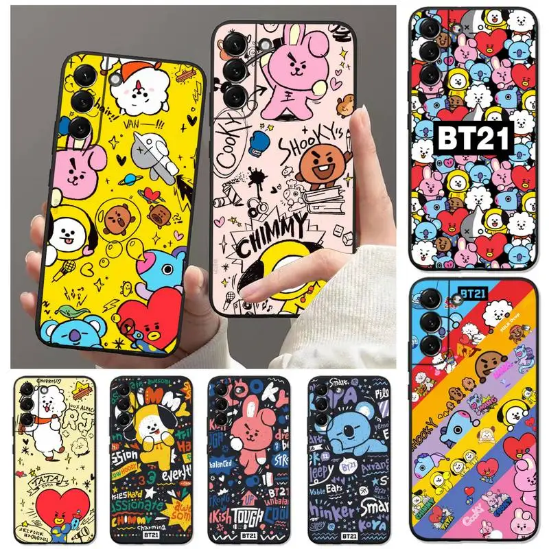 

Cute Cartoon Kpop B-BT21 Phone Case for Samsung Galaxy S22 S21 Ultra S20 FE S10 S9 Plus 5G lite 2020 Soft Funda Cover