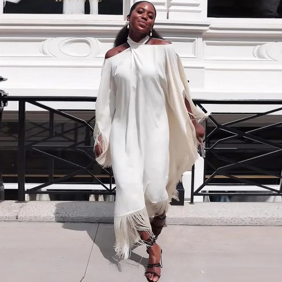 

African Dresses For Women Tassels Muslim Fashion Abaya Boubou Dashiki Ankara Outfits Gown Dubai Kaftan Abaya Robe Marocaine