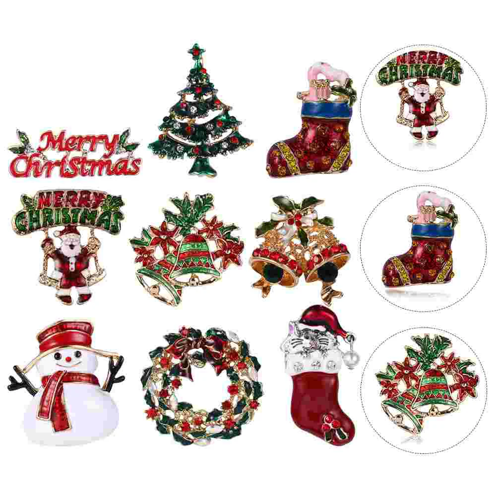 

Brooch Christmas Pinrhinestone Holiday Gift Jewelry Lot Bell Enamel Gifts Lapel
