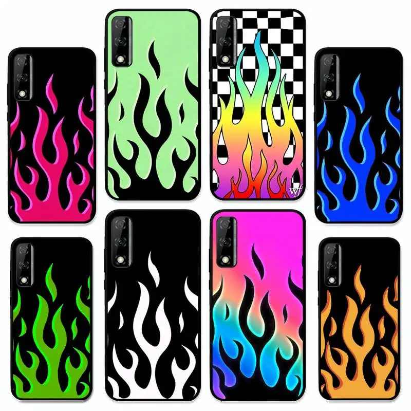 

Fashion Red Flames Fitted Phone Case For Huawei Y9 6 7 5 Prime Enjoy 7s 7 8 plus 7a 9e 9plus 8E Lite Psmart Shell