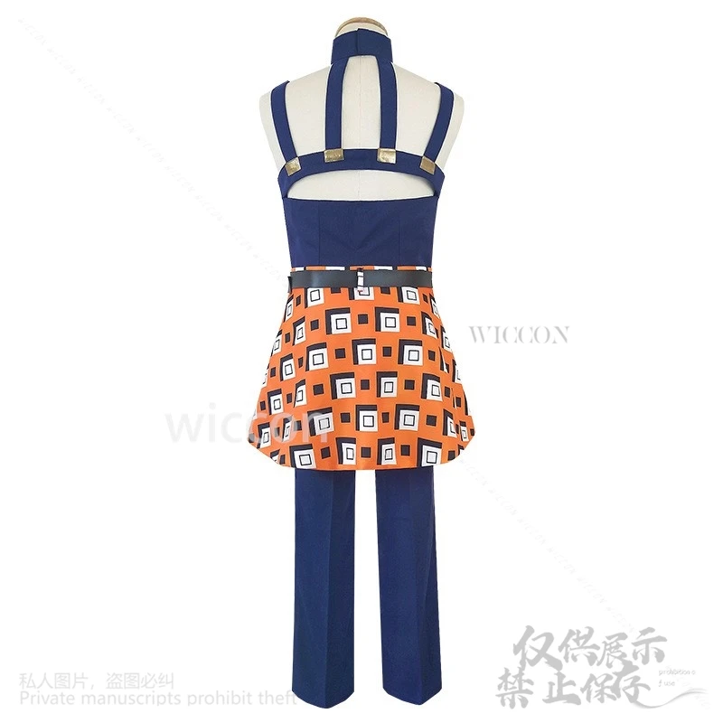 Anime Jooj Adventuree Cosplay Costume Ghirga Narancia Top Pants Apron Full Set Costumes Adult Neutral Halloween Outfits Sexy Wig