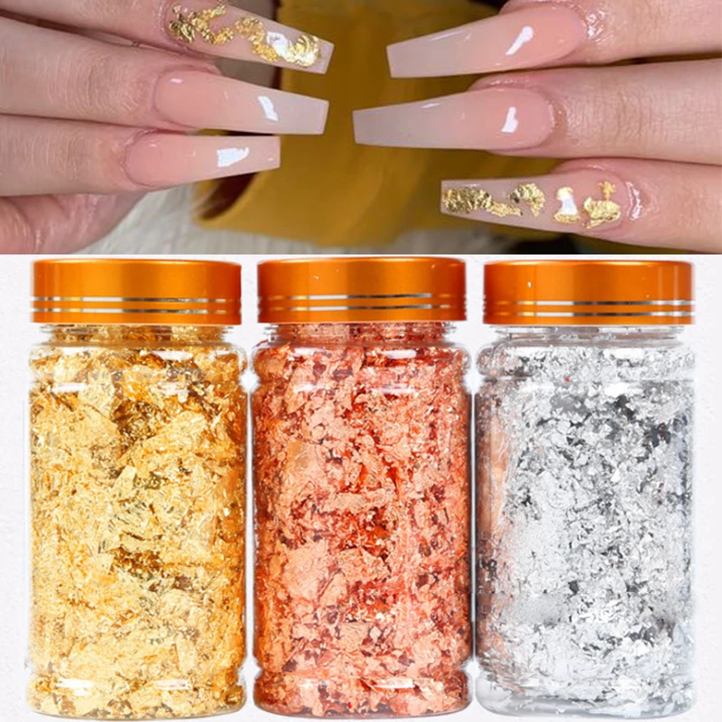 

Gold Silver Aluminum Nail Foil Glitter Sequins Nails Art Irregular Flakes Polish Manicure Design Stickers Manicure Decorations