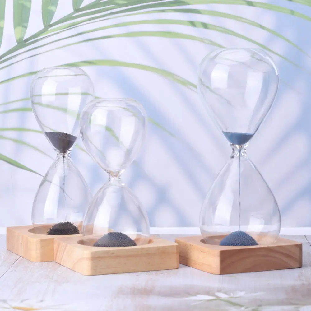 

Various Colors Magnetic Glass Hourglass Household Desktop Timer with Base Decoration Ornament Sand Clock Home Decoration Gift