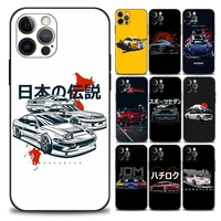 sports car jdm drift phone case for apple iphone 11 12 13 pro max 7 8 se xr xs max 5s 6 6s plus black soft silicone cover coque