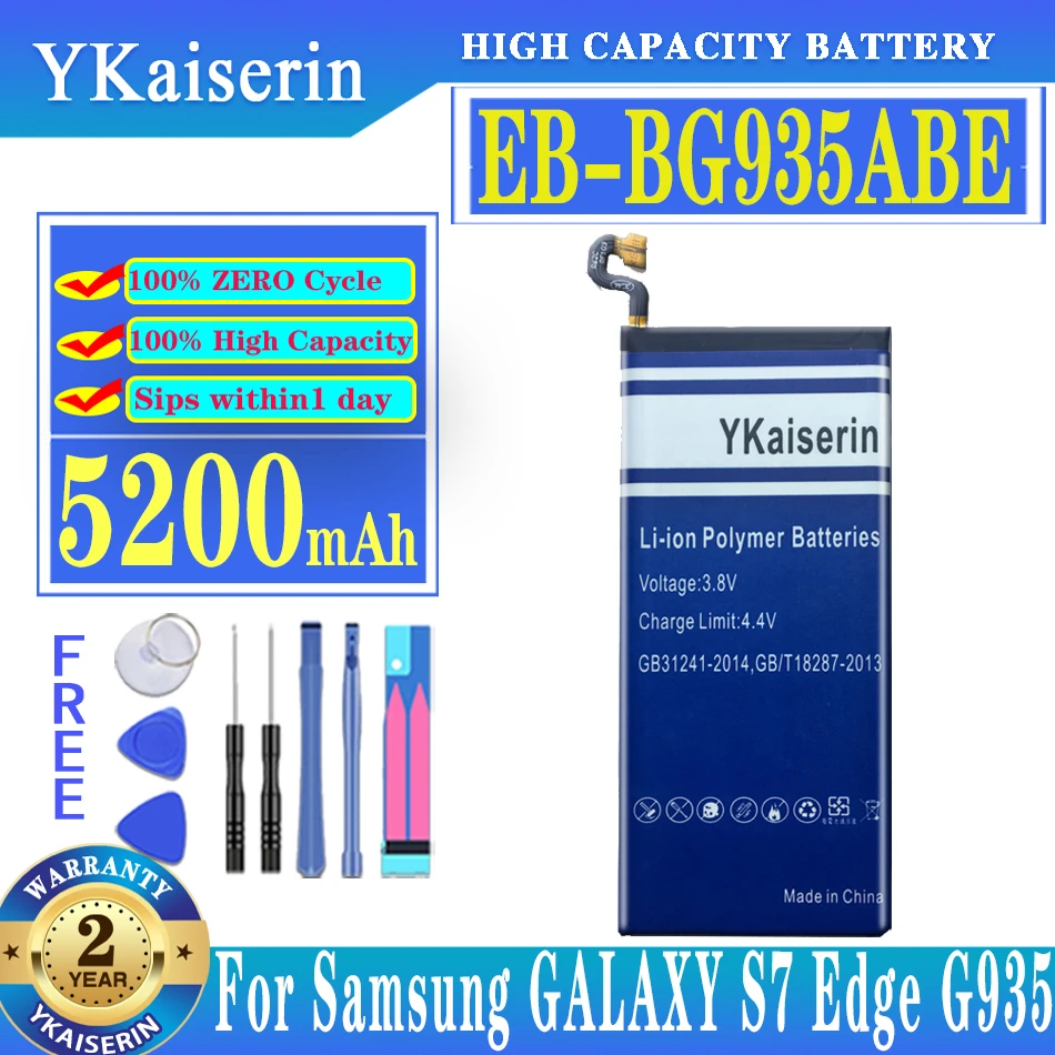 

YKaiserin For SAMSUNG EB-BG935ABE 5200mAh Battery for Samsung Galaxy S7 Edge SM-G935 G9350 G935F G935FD G935W8 G9350 + Tools