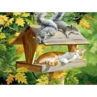 gatyztory paint by numbers cat and squirrel drawing on canvas art gift diy coloring by number animal scenery kits home decor