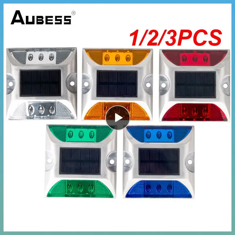 

1/2/3PCS Solar Powered Raised Road Stud Maker Pathway Deck Dock LED Steady Light