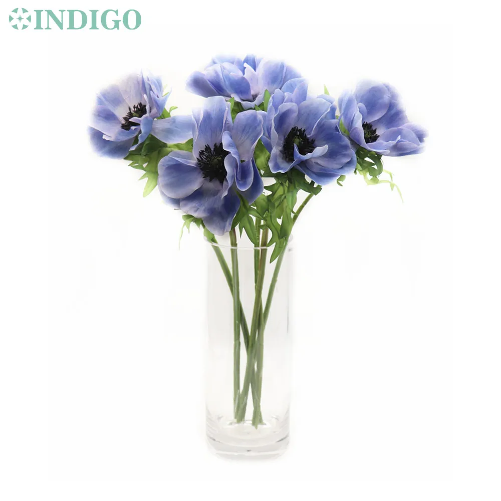 

5 PCS Blue Anemone Pulsatilla Artificial Flower Daisy Shop Display Decoration Party Event Office Desk Gift - INDIGO