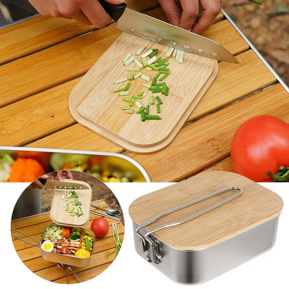 

Разделочная доска, герметичный Портативный Ланч-бокс для кемпинга, пищевой контейнер, деревянная крышка, контейнер для хранения