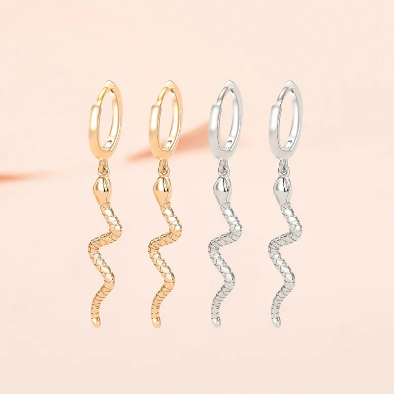 

New Creative Snake Real Silver Plated Drop Earrings For Women New Jewelry Gift Girl's Vintage Dangler