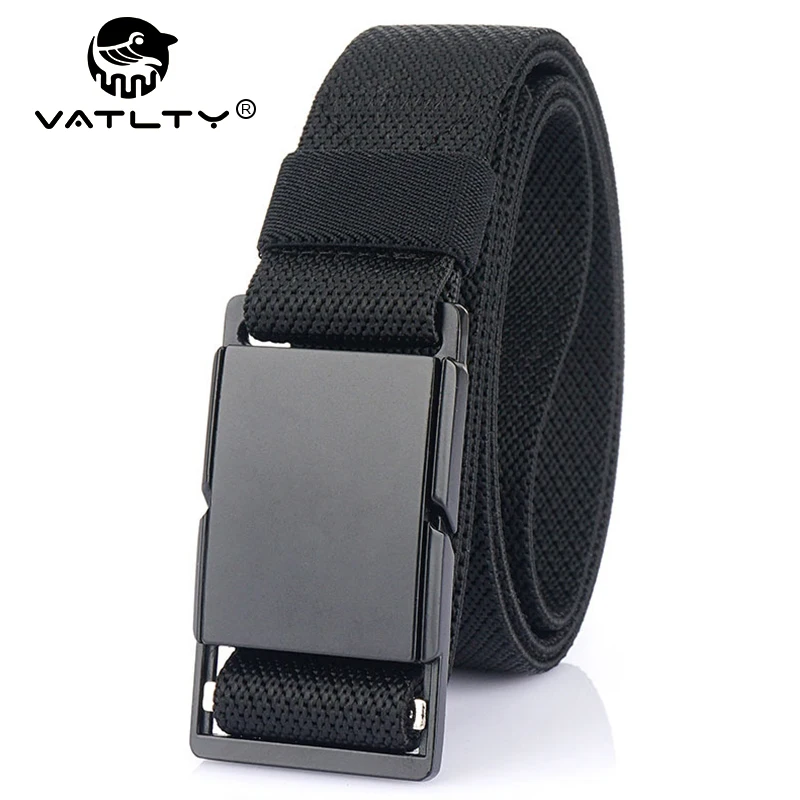 VATLTY Magnetic Elastic Belt Men Alloy Buckle Quick Release Unisex Thin Belt 34mm Brown Belt Male Female Jeans Waistband Girdles
