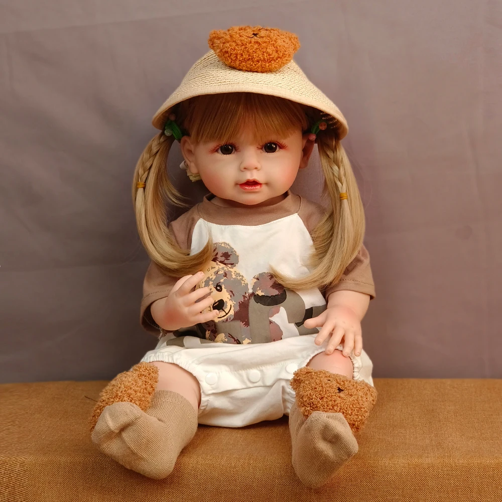 

55 cm Reborn Baby Doll Toddler Girl Soft Full Body Silicone Beautiful Reborn Princess Doll Real Touch Bath Toy For Kids Gifts