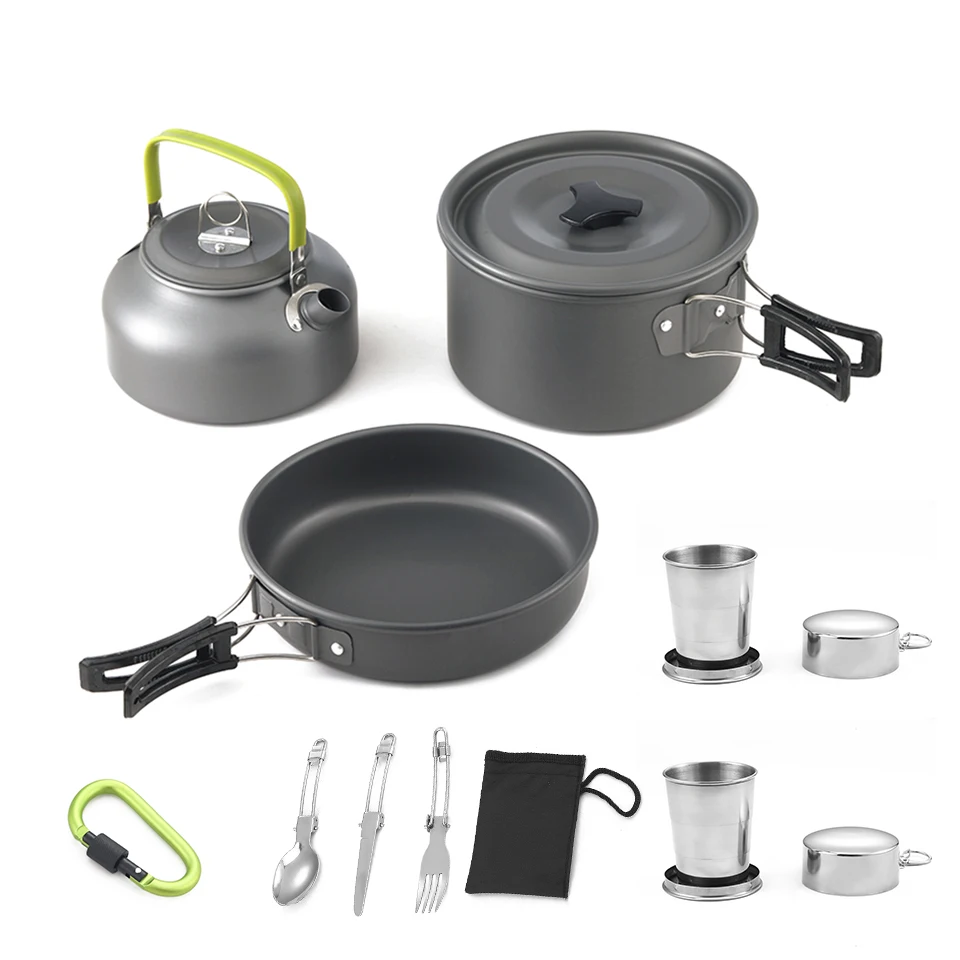 

Outdoor Cooking Pots Set Kettle Tableware Sets Camping Tableware 4 People Camp cooking supplies Nature Hike A Set of PansHiking