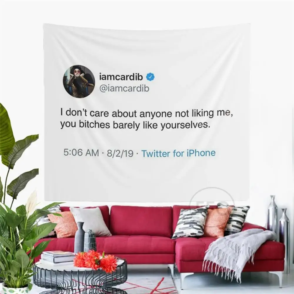 

Funny Cardi B Tweet Meme Tapestry Boutique Wall Hanging Hippie Tapestry Room Decor Aesthetic Art Tapestries Bedroom Decoration