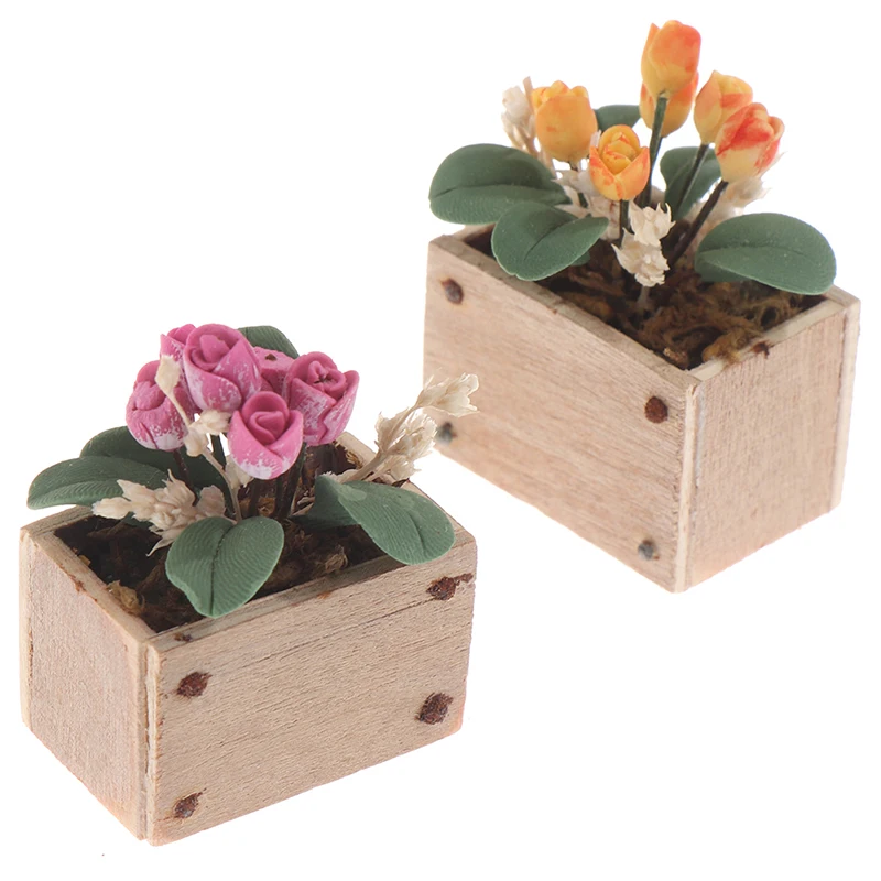 

1:12 миниатюрный кукольный домик, тюльпан в горшке, цветочный горшок, горшок для растений, модель, садовый декор, декор для гостиной, игрушка