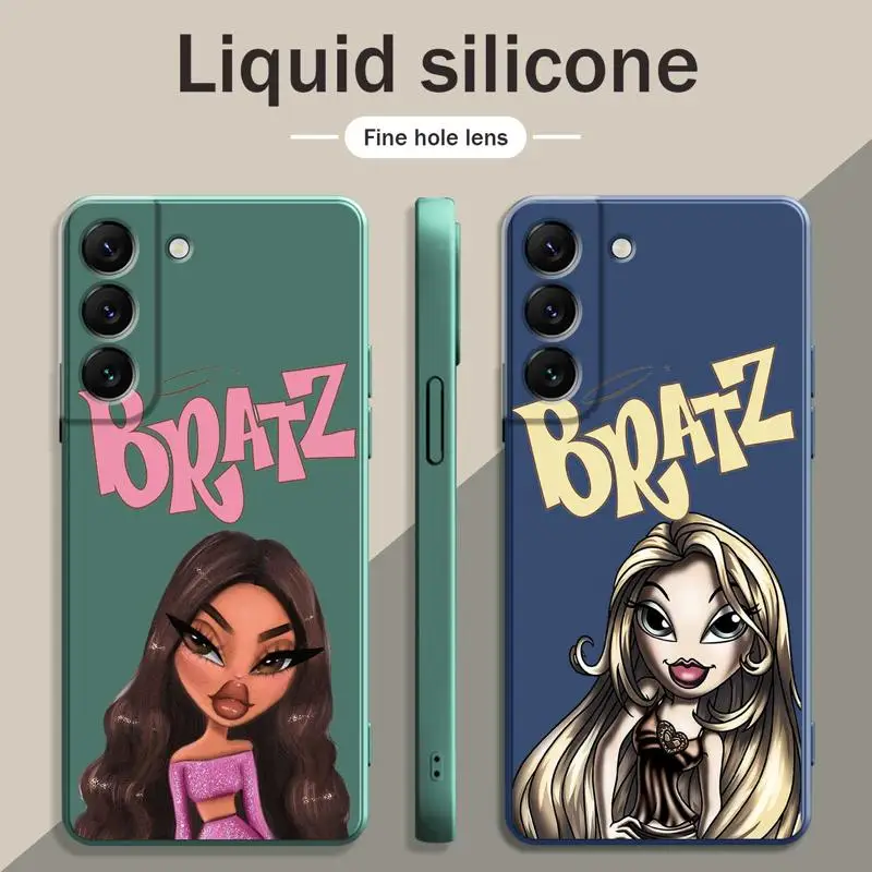 

Case For Samsung Galaxy S22 S21 S20 S10 S8 S9 S10e Ultra Plus FE Note 20 Liquid Candy Color Capa Cute lovely Doll Bratz Girl