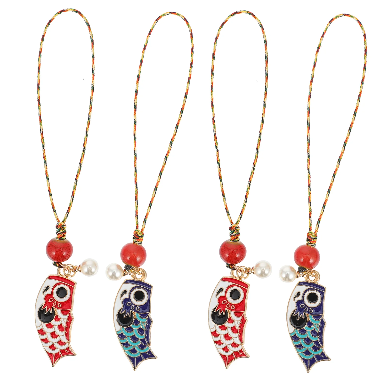 

4pcs Japanese Style Carp Flags Strap Pendant Lovely Keyring Cellphone Bag Pendant