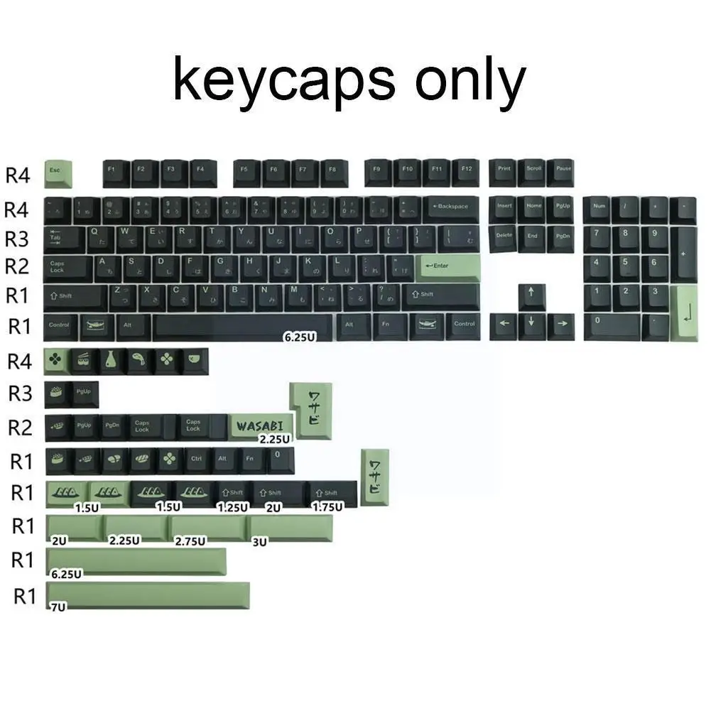 

Kyes Gmk Wasabi Keycaps Japanese Pbt Dye Subbed Keycaps Profile Enter 140keys 7u Iso 3u 2.25u 2.75u E0y3