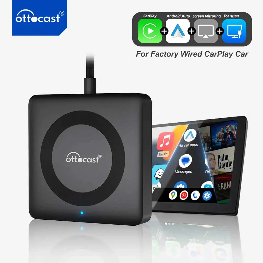 Новый автомобильный ТВ Ottocast Mate Pro Max беспроводной адаптер CarPlay Android Auto проводное