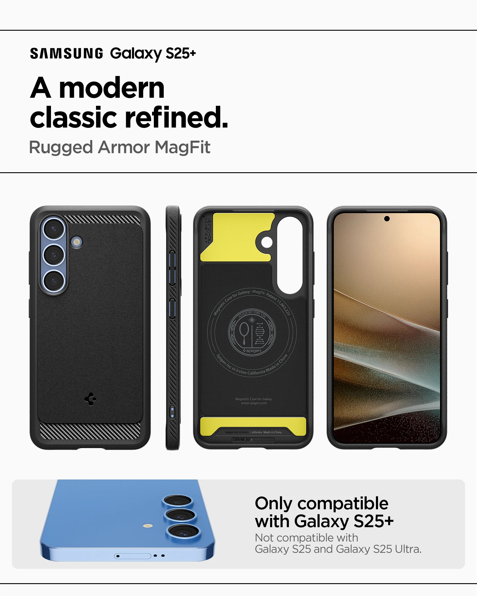 Чехол Spigen Rugged Armor MagFit для Samsung Galaxy S25 Plus [Быстрая беспроводная зарядка/Магнит Galaxy]