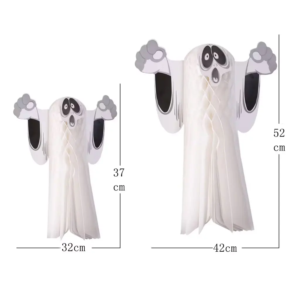 

Украшения для Хэллоуина, 2 шт., белый ужас, призрак, сотовые бумажные фонарики, призрак, подвесные украшения для Хэллоуина, искусственное украшение для улицы