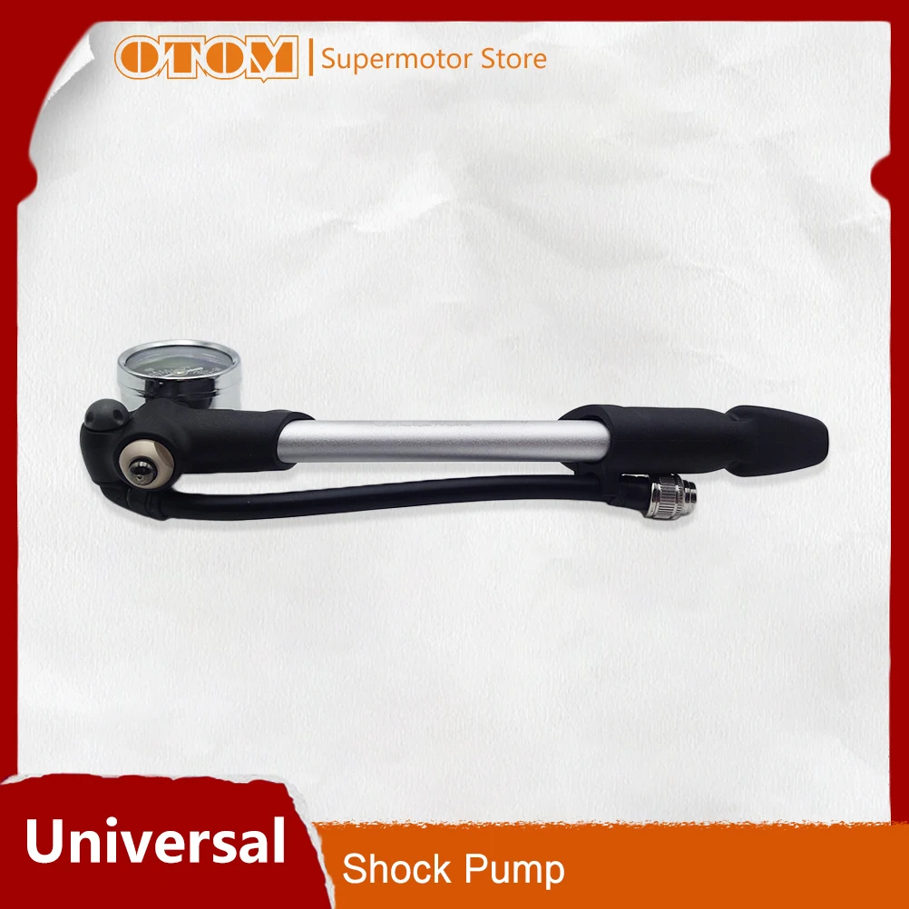 OTOM Motorcycle Shock Pump With Gauge High Pressure Inflate Fork Shock Bleeder Foldable Hose Universal Motocross Maintenance Aid