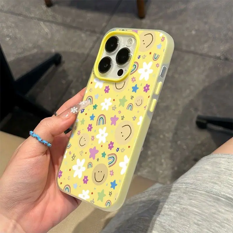 Корейский чехол для телефона Smile Daisy Rainbow для IPhone 17 16e 16 Pro Max 11 12 13 14 15 Pro Max 7 8 Plus X XS XR SE 2022 Candy Cover (art.: 3920d4110a704) - 3920d4110a704