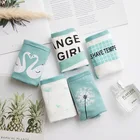 Женский, принт в виде одуванчиков, Трусы-шорты с принтом лебедей; Хлопковые трусы; Для женщин зеленый периода трусики M-XXL