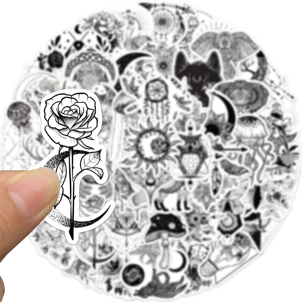 50 шт. черно-белые готические стикеры в виде страшного скелета граффити наклейки