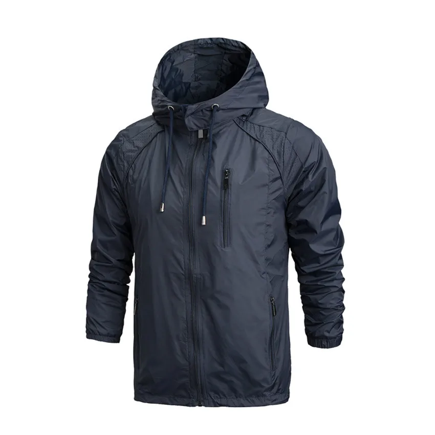 

Fashion Men Sportswear Windbreaker Jacket Hooded Long Sleeve Casual Outdoor Male Running Fishing Hiking Jacket Plus Size 3xl 4xl