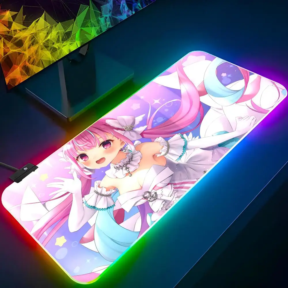 Фото Коврик для мыши Anime Girl VTuber VSPO, игровой RGB-коврик для мыши с подсветкой, клавиатура с подсветкой, игровой коврик для ноутбука Gamer Girl Xxl, коврик для стола, настольный коврик №4