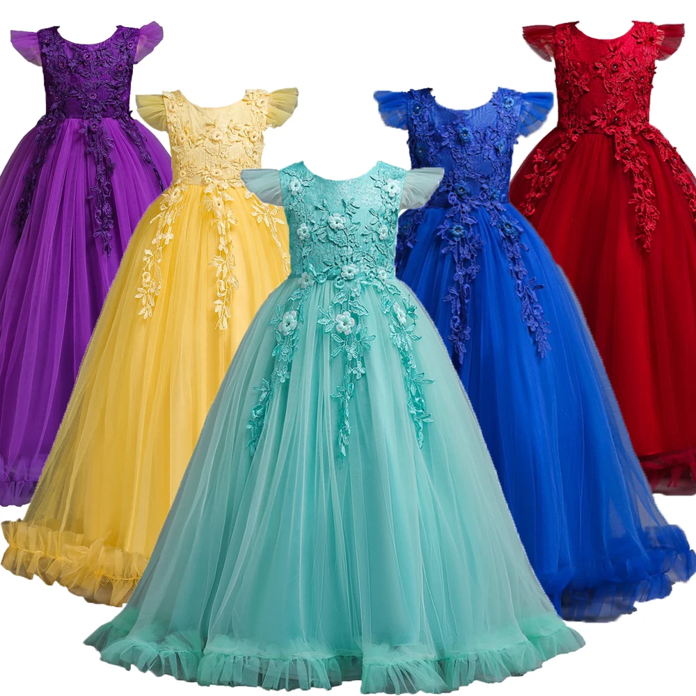 

Модное детское платье для девочек, свадебное Тюлевое кружевное женское элегантное вечернее платье принцессы для девочек-подростков