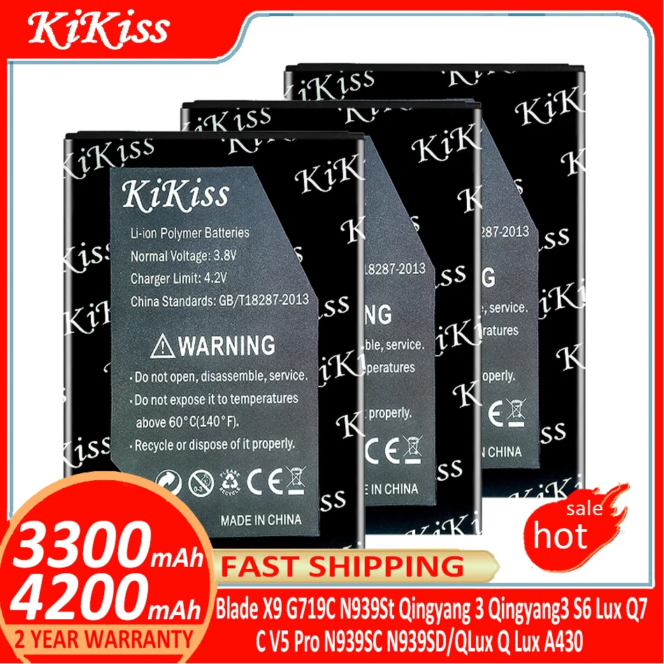 Аккумулятор KiKiss для ZTE Blade X9 G719C N939St Qingyang 3 Qingyang3 S6 Lux Q7/-C V5 Pro V5Pro N939SC N939SD/QLux Q A430 |