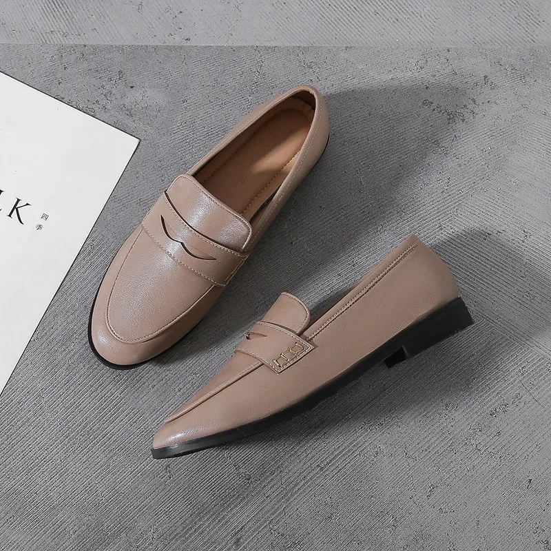 Designer Woman PU Leather Slip One Shoes for Women Ladies Flats Loafers Mocassins Zapatos Spring Simple Shoes