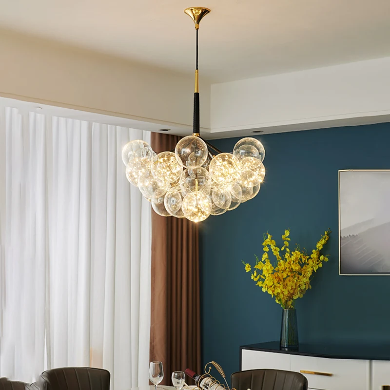 

Подвесная лампа, светодиодная художественная люстра, потолочный светильник, современный стеклянный шар Гипсофила для спальни, гостиной, столовой, комнатный подвесной светильник