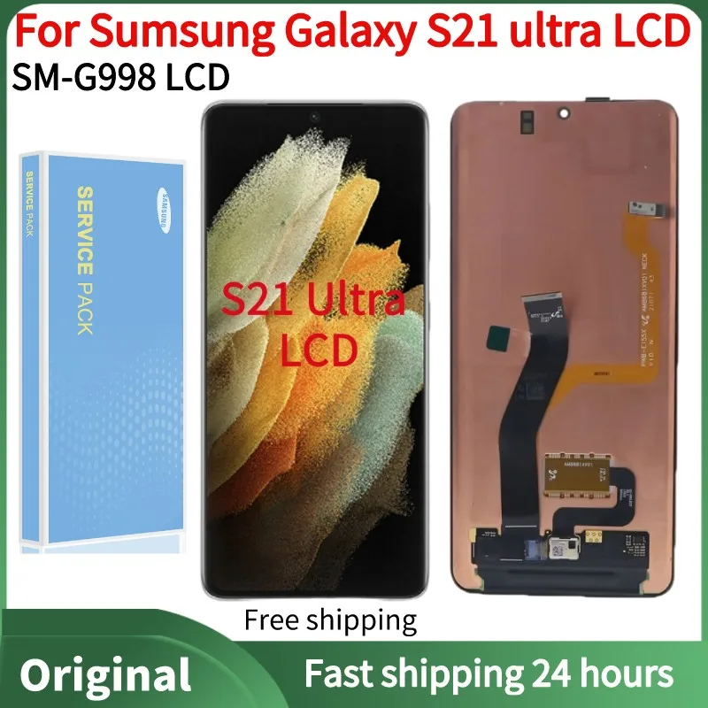 Original AMOLED LCD For Samsung S21 Ultra G998 LCD For Samsung S21-U G998F Display Touch Screen Digitizer Assembly Repair Parts