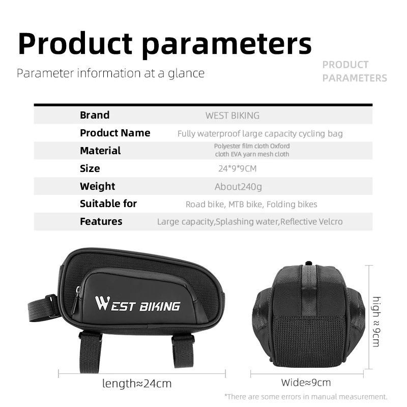 Женская сумка на переднюю раму велосипеда светоотражающая с логотипом для
