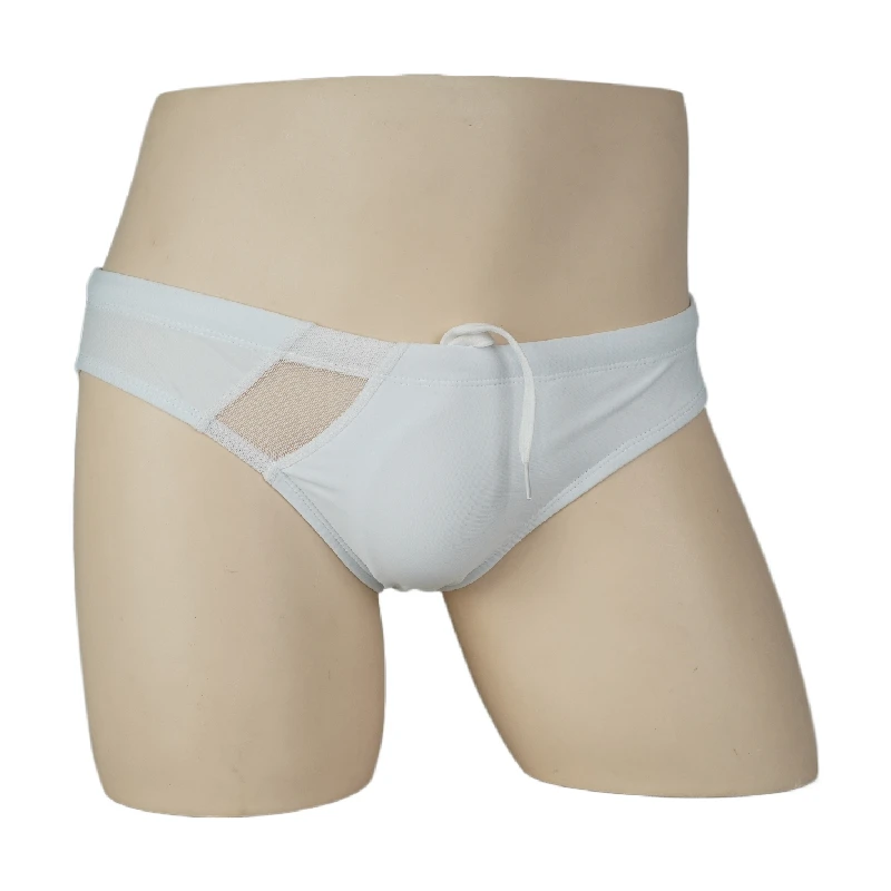 Hot Sale Top Fashion Men's Sexy White Low-waisted Briefs Swimsuit Bikini Speed-dry Trunks | Two-Piece Separates