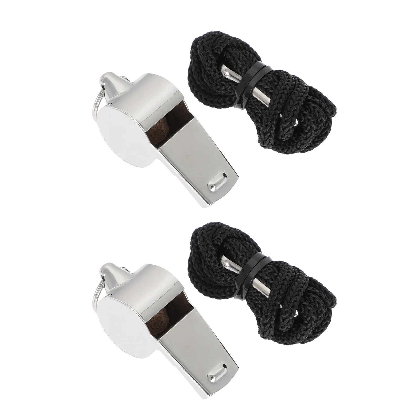 

2 Stainless Steel with Lanyard Loud Crisp Sound Sports Whistle Emergency Whistle Referee for Referees Outdoor Sports Emergency